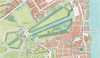 Corso del fiume Tyburn, Westminster nel 1747 da Stephen Conlin