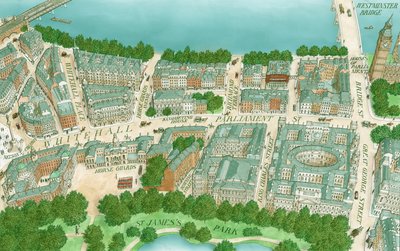 Whitehall edoardiano, Londra, c.1890-1905 (disegnato nel 1995) da Stephen Conlin