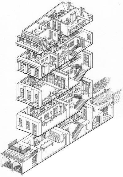 Casa georgiana a spaccato, c.1760-1790 (disegnata 2003) da Stephen Conlin