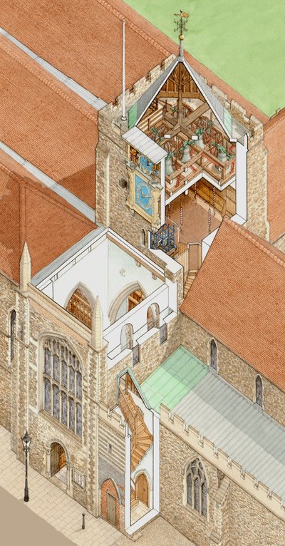 La torre della chiesa di Santa Maria, Rye, East Sussex da Stephen Conlin
