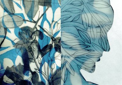 La Foret IX, 2017 (monoprint e collage) da Stephen Dow