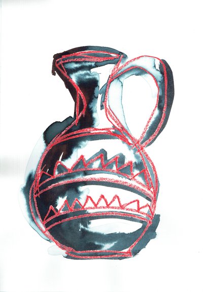 Vessel V, 2016 (pastello a olio e tintura per tessuti su carta) da Stephen Dow
