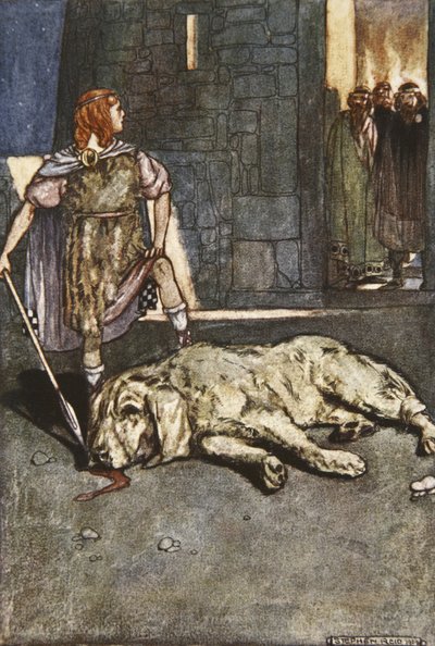 Cuchalain uccide il Cane di Culain, illustrazione da 