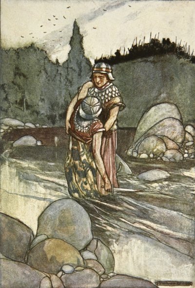 Ferdia cade per mano di Cuchulain, illustrazione da 