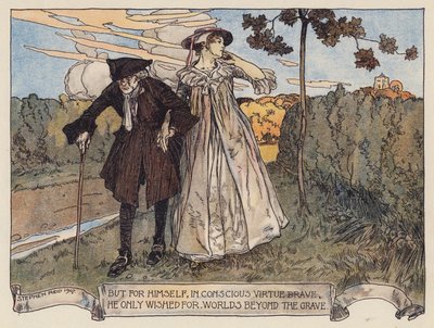 Illustrazione per Il Villaggio Abbandonato di Oliver Goldsmith (litografia a colori) da Stephen Reid