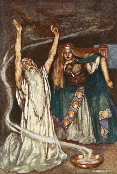 La regina Maeve e il druido, illustrazione da 
