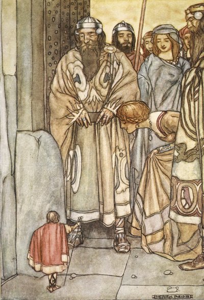 Uscirono tutti in gruppo, signori e signore, per vedere il piccolo uomo, illustrazione da 