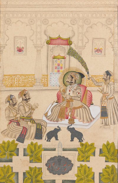 Maharana Amar Singh II mostra due elefanti d