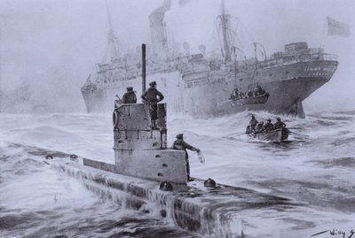 Affondamento della nave mercantile britannica Linda Blanche da parte del sottomarino tedesco U-21 al largo di Liverpool, Prima Guerra Mondiale, 30 gennaio 1915 da Willy  Stoewer 