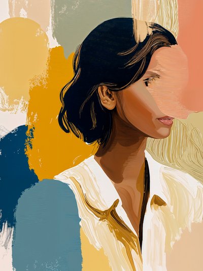 Ritratto astratto dai colori vivaci da Studio Palette
