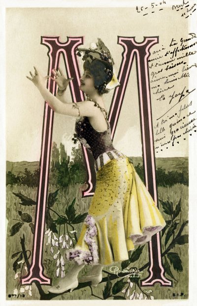 Mlle Marville, artista degli anni 1900 - Alfabeto in cartolina da Studio Reutlinger