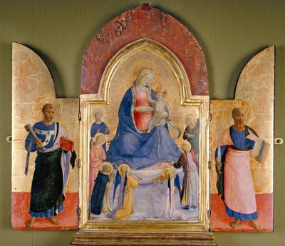 Vergine con Bambino e Angeli e Santo Domenicano, San Pietro a sinistra, San Paolo a destra da Studio of Fra Angelico