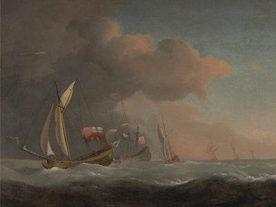 Yacht Reali Inglesi in Mare con Forte Brezza, in Compagnia di una Nave che Sventola lo Stendardo Reale da Studio of Willem van de Velde the Younger