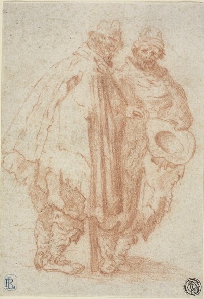 Due uomini barbuti con mantelli stracciati da Style of Jacques Callot