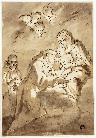 Madonna con Bambino adorata da San Francesco da Style of Pietro Novelli