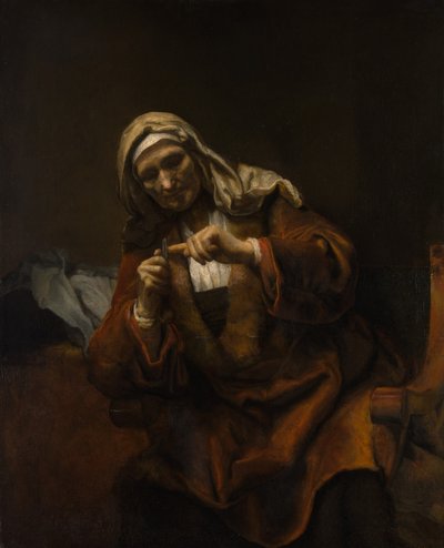 Vecchia che si taglia le unghie, ca. 1655-60 da Style of Rembrandt