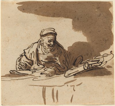 Un Vecchio Studioso alla Sua Scrivania da Style of Rembrandt van Rijn