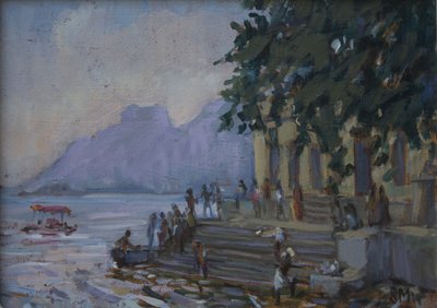 Biancheria sui gradini a Udaipur da Sue Wales