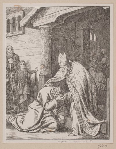 Il vescovo Vilhelm riceve lo Svend Estridsen pentito alla porta della chiesa da Södergren