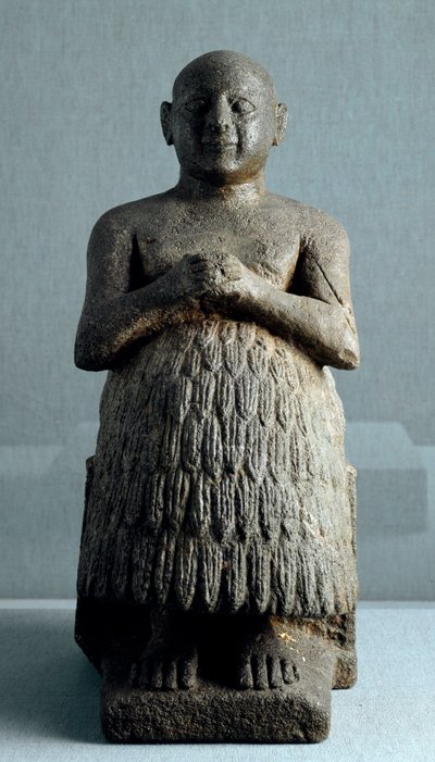 Arte mesopotamica: statua del sacerdote e scriba Dudu di Lagash da Sumerian Sumerian