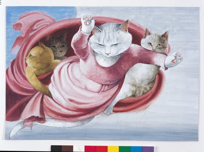 Illustrazione da Cats Galore! A Compendium of Cultured Cats (pub. 2015) da Susan Herbert