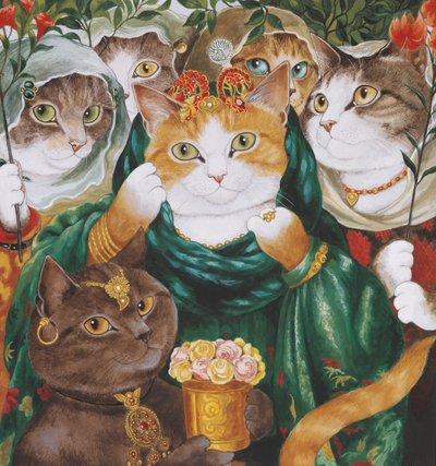 Illustrazione da Cats Galore! A Compendium of Cultured Cats (pub. 2015) da Susan Herbert