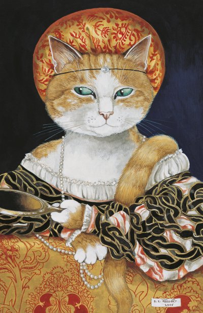 Illustrazione da Cats Galore! A Compendium of Cultured Cats da Susan Herbert