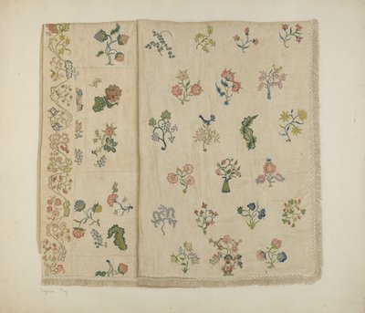 Coperta ricamata a crewel, c. 1941 da Suzanne Roy