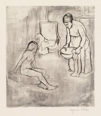 Nonna con Louise, nuda seduta sul pavimento da Suzanne Valadon