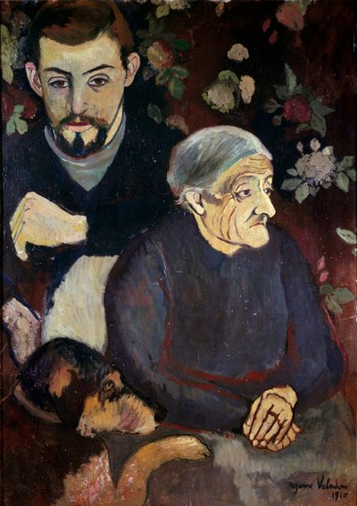 Ritratto del pittore Maurice Utrillo, sua nonna e un cane. Dipinto di Suzanne Valadon da Suzanne Valadon