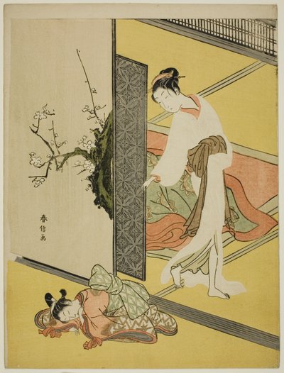 Una cortigiana che sorprende il suo servitore addormentato da Suzuki Harunobu