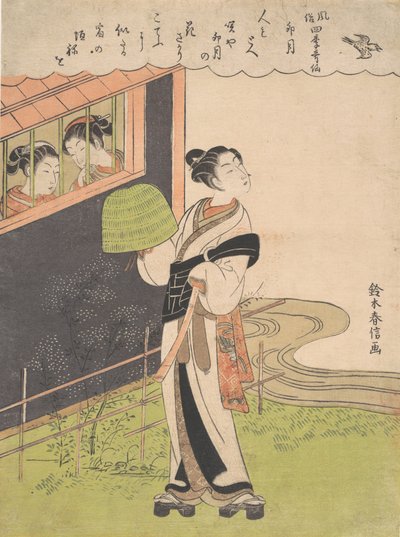 Un monaco Komuso che suona il flauto, il quarto mese Uzuki, dalla serie Fashionable P da Suzuki Harunobu