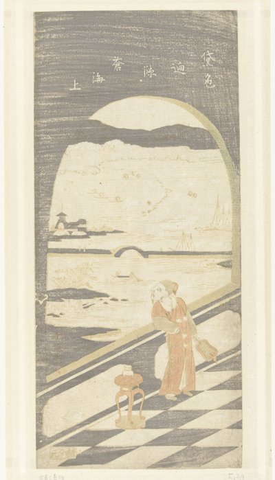 Poeta cinese che guarda un paesaggio acquatico da Suzuki Harunobu