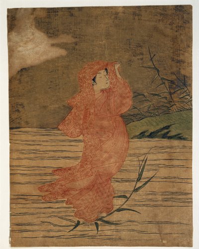 Primo piano del dipinto di una donna da Suzuki Harunobu