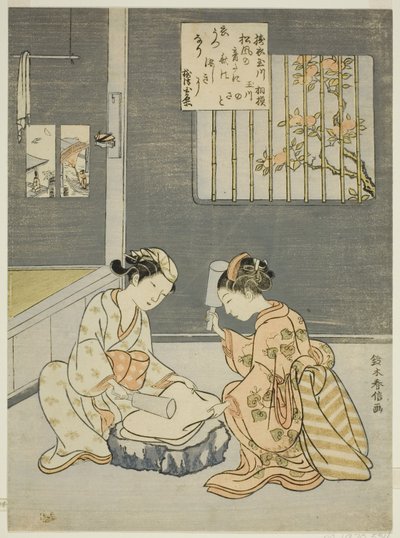 Fiume Gioiello per la follatura dei tessuti, da una serie senza titolo di Sei Fiumi Gioiello da Suzuki Harunobu