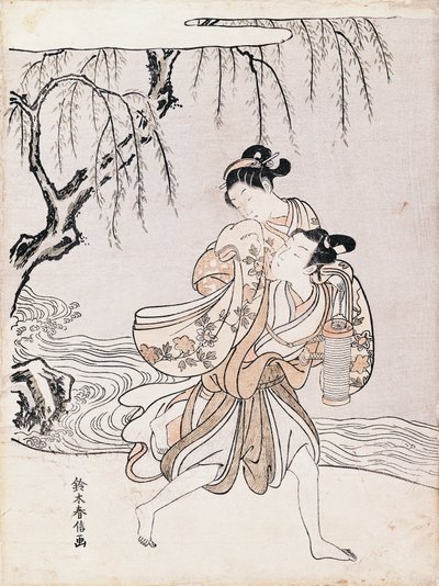 Coppia sulle rive del fiume da Suzuki Harunobu