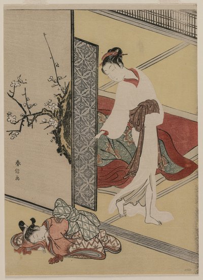 Cortigiana e assistente addormentata da Suzuki Harunobu
