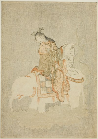 Cortigiana su elefante bianco da Suzuki Harunobu