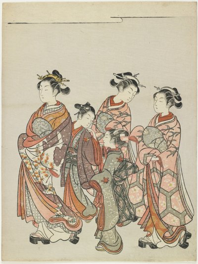 Cortigiana con attendenti in parata, dopo il 1766 da Suzuki Harunobu