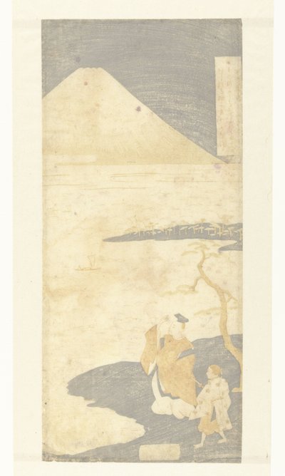 Il poeta Yamabe no Akahito che guarda il monte Fuji da Suzuki Harunobu