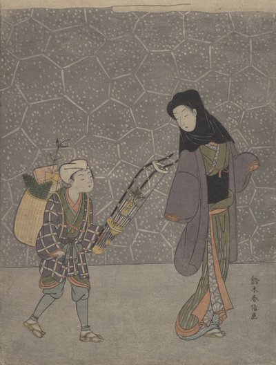 Arco schiaccia-demoni, ca. 1765 da Suzuki Harunobu