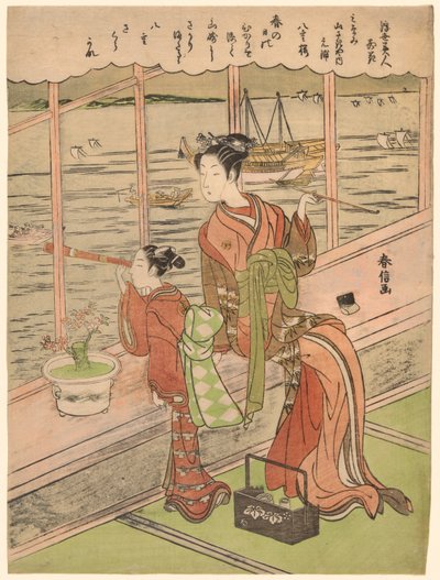 Ciliegio a doppio fiore: Motoura del Minami Yamasakiya, dalla serie "Bellezze del mondo fluttuante paragonate ai fiori" da Suzuki Harunobu