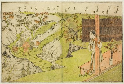 Illustrazione a doppia pagina dal Vol. 1 di "Libro illustrato dei broccati di primavera (Ehon haru no nishiki)" da Suzuki Harunobu