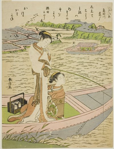 Oche che scendono sul fiume Sumida (Sumidagawa no rakugan), dalla serie "Otto vedute alla moda di Edo (Furyu Edo hakkei)" da Suzuki Harunobu