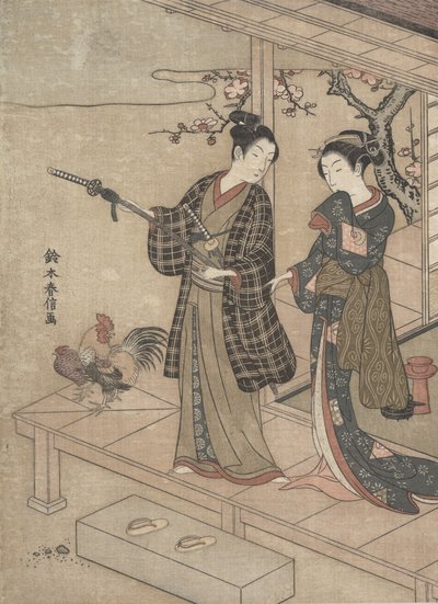 Gentiluomo che Saluta la Sua Signora su una Veranda da Suzuki Harunobu
