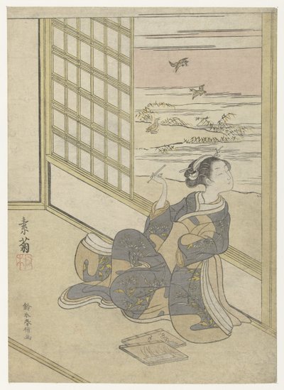 Ragazza che ascolta i beccaccini da Suzuki Harunobu