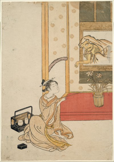 Dare una sigaretta a Daruma da Suzuki Harunobu