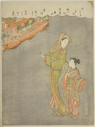 Andando a teatro da Suzuki Harunobu
