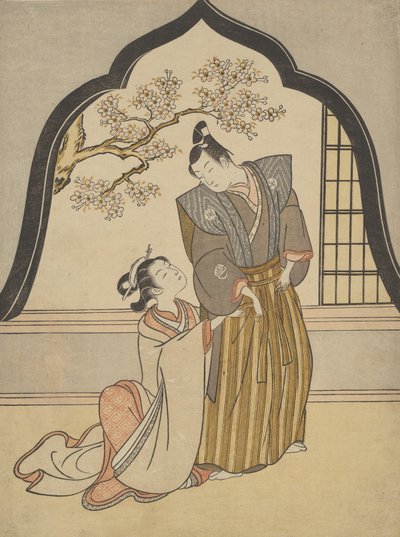 Amanti che si vestono accanto a una finestra da Suzuki Harunobu