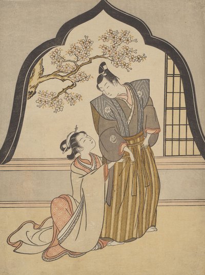 Amanti che si vestono accanto a una finestra da Suzuki Harunobu